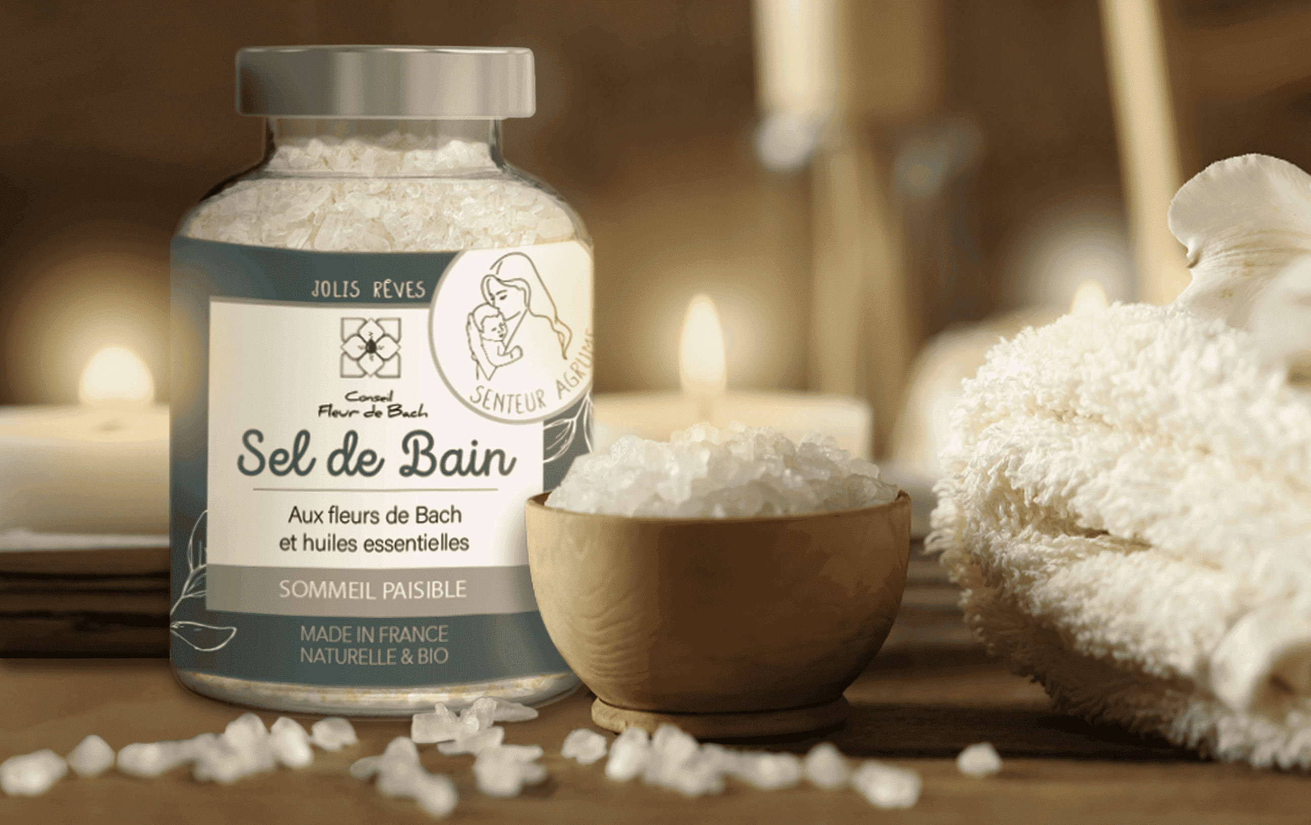 Sel de bain aux fleurs de Bach et aux Huiles essentielles - Sommeil BIO